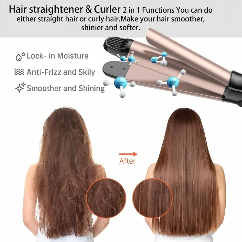 Professional Ceramic Curling Iron & Straightener 2-in-1 Styling Tool - Image 2