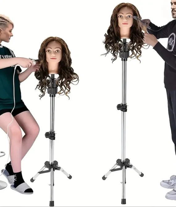 Adjustable Wig Head Stand with 3-Legged Base