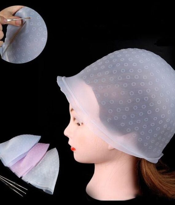 Reusable Hair Coloring Dye Cap Silicone Highlight Cap Hair Staining Cap With Hook